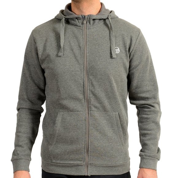Sergio Tacchini Men's Gray Hooded Full Zip Brushed Track Jacket Hoodie